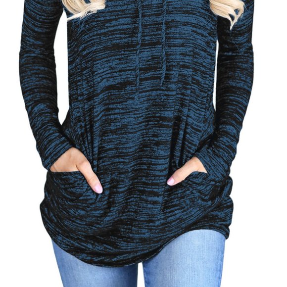 Blue Heather Cowl Neck Sweatshirt Top - Picture 2 of 7